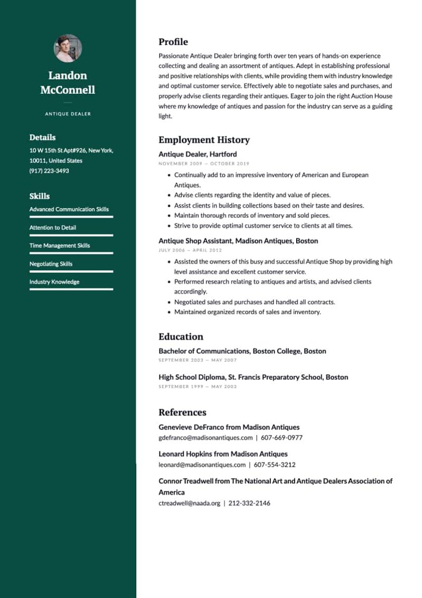 Dublín resume template