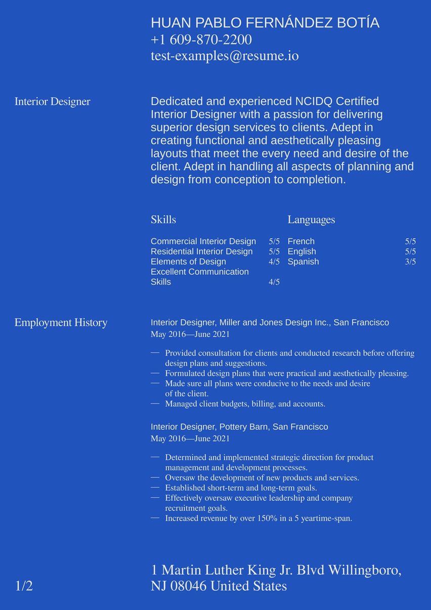 Génova resume template