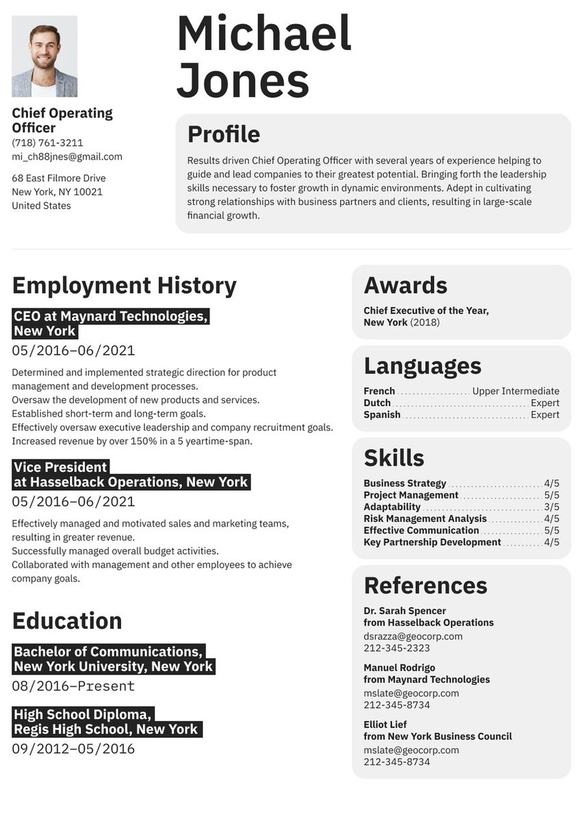 Toronto resume template